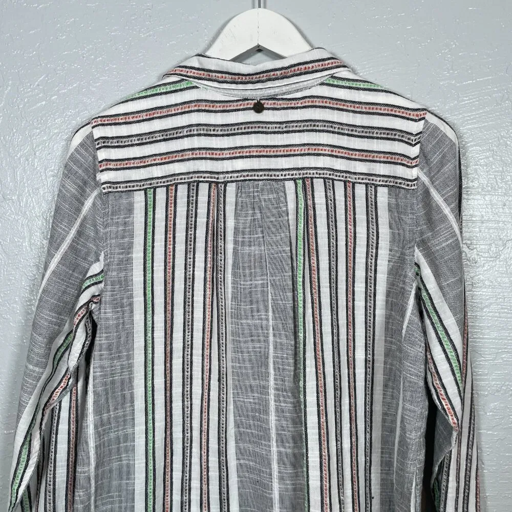 Soft Surroundings Women M Aruba Tunic Blouse Striped Embroidered Floral Boho - Image 8