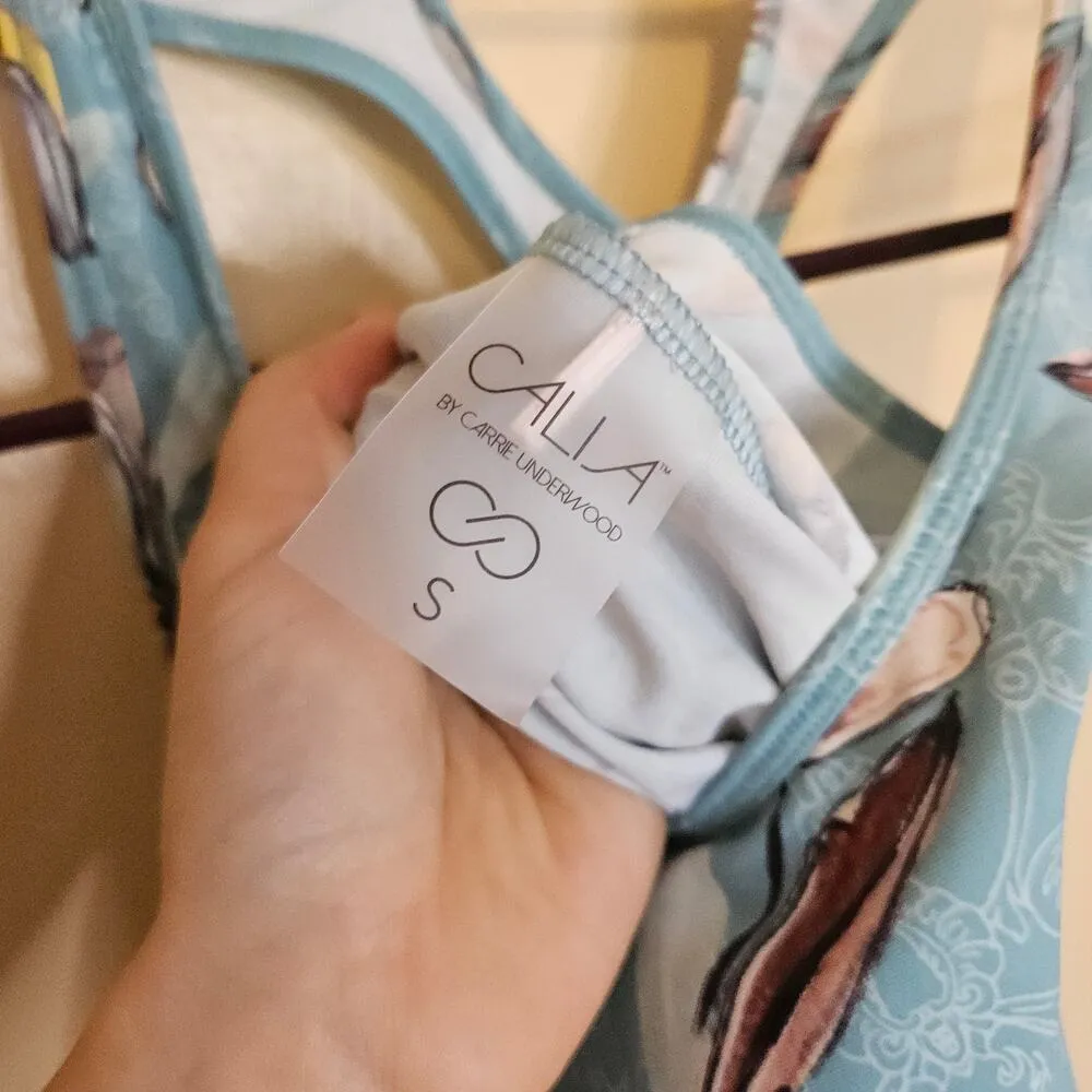 Calia Size Small S Tank Top Floral Flower Workout Gym Light Blue Summer Biking - Image 5