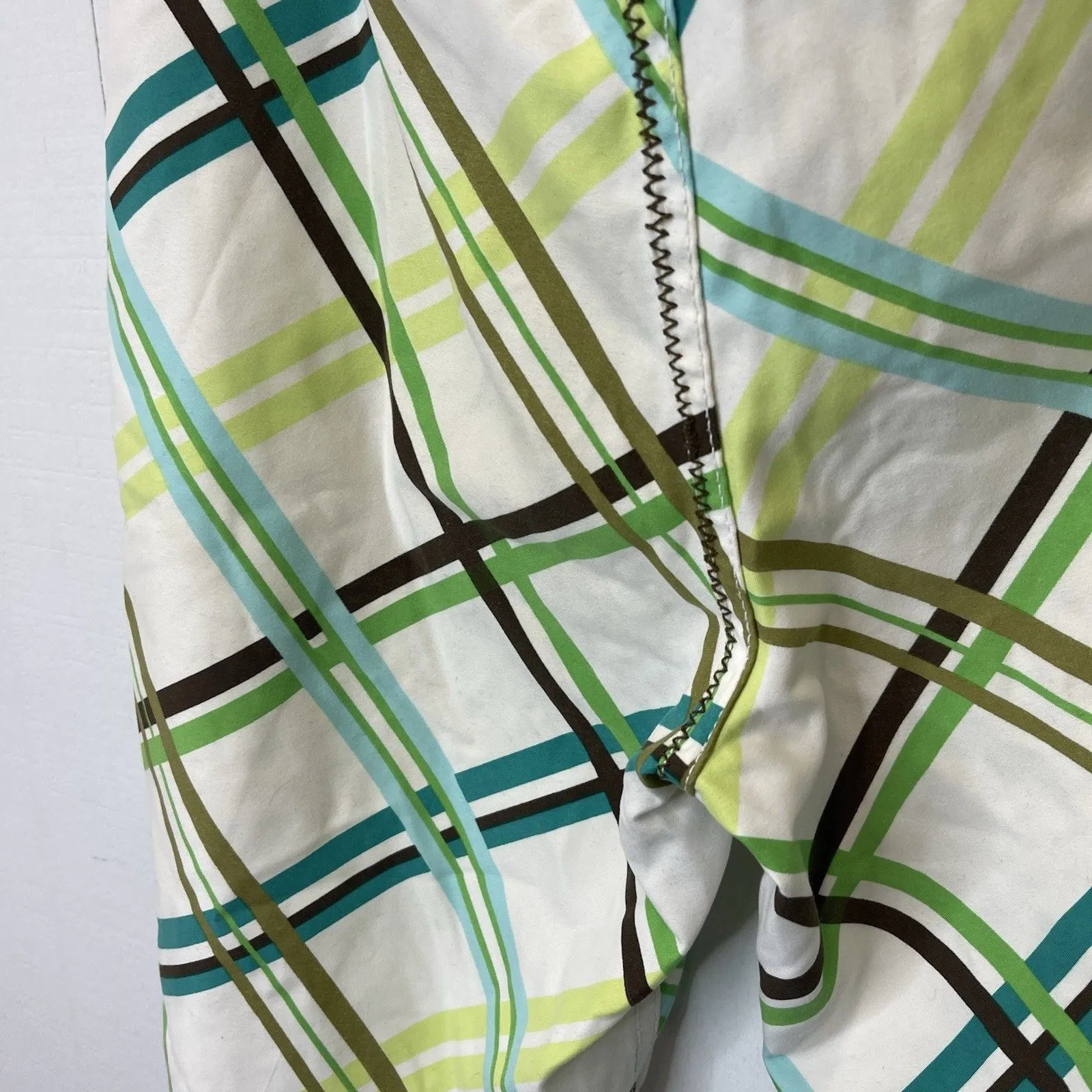 Vintage Y2K Roxy Board Shorts Womens Sz 5 White Blue Green Brown Plaid - Image 7