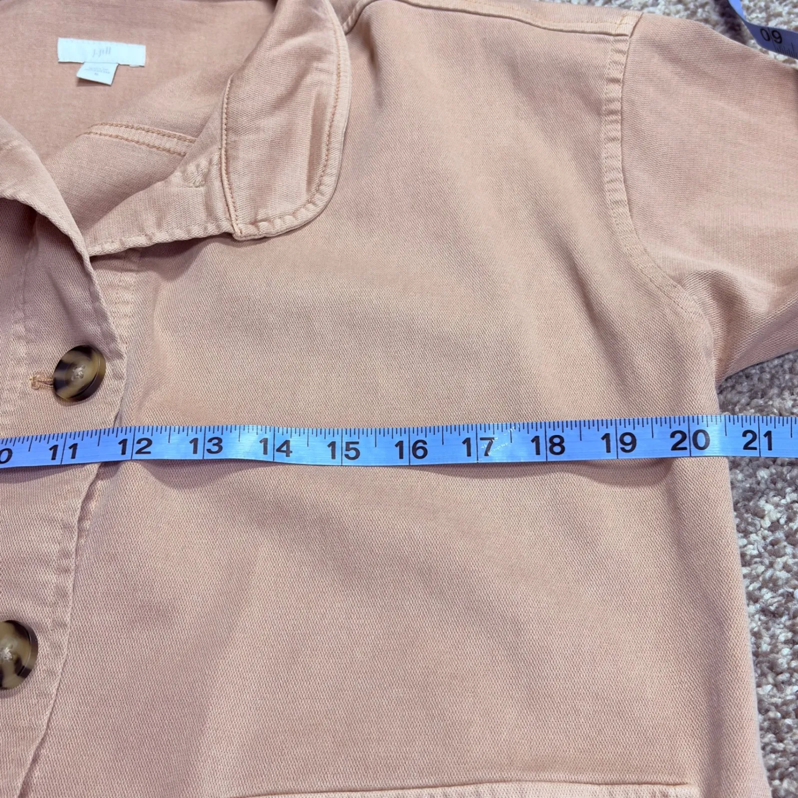 J Jill Jacket Womens M Button Front Cargo Tan Utility Soft Adjustable Minimalist - Image 11