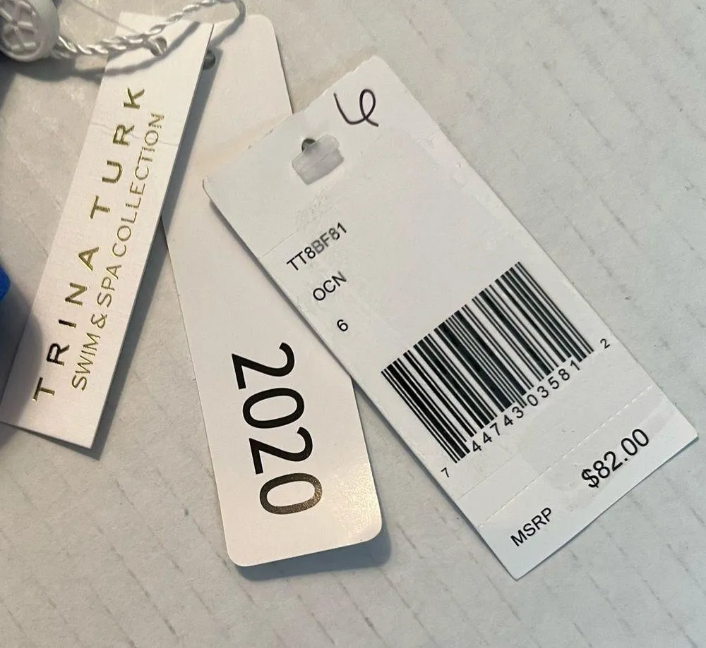 Trina Turk Bikini TOP ONLY Getaway Solids Swim Knit in Blue Sz 6 NWT Ruffled - Image 14