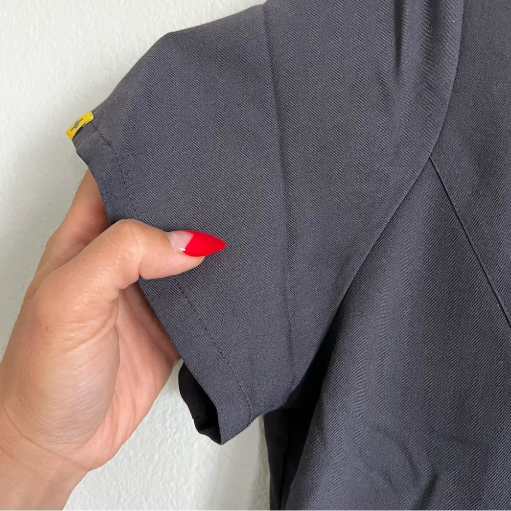 FIGS Charcoal Grey/Yellow Four-Pocket Scrub Top. Size Medium - Image 7