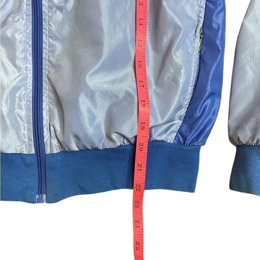 80s Vintage Nike Windbreaker Two Tone Blue Zip up Medium - Image 8