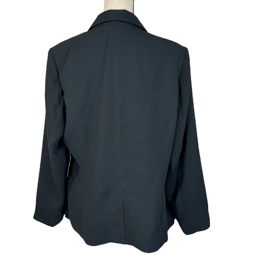 Jessica London SZ 16 Blazer Jacket Button-Up V-Neck Lined Long Sleeve Black - Image 3
