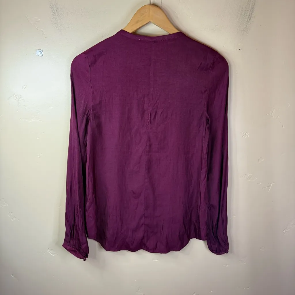REVOLVE The‎ Jetset Diaries Lace Up Blouse Size XS Cranberry Grunge Careerwear - Image 7