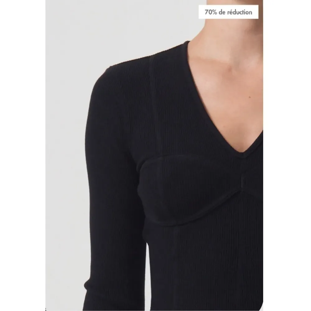 NEW Agolde Devlin Thong Bodysuit Black XS - Image 3