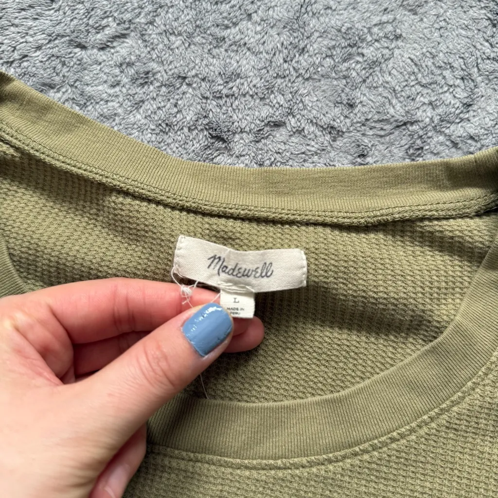 Madewell Thermal Ex-Boyfriend Long Sleeve Tee Waffle Slouchy Oversized Basic - Image 2