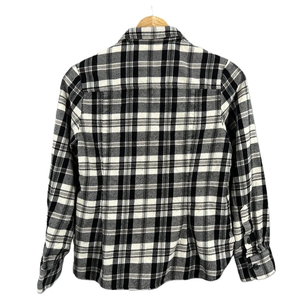 Pendleton Womens Shirt Wool Black White Plaid Button-Down Petite Medium - Image 3
