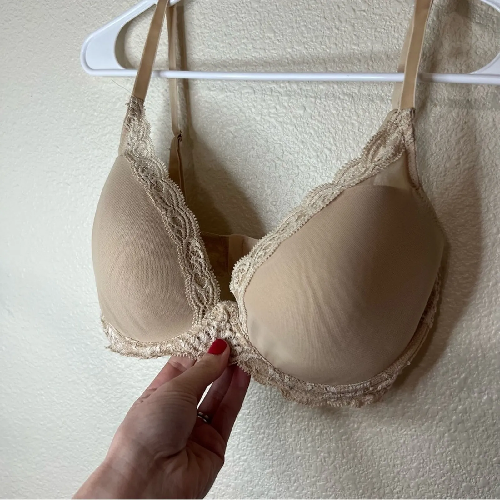 Natori 22030 tan nude feather lace mesh bra 32DDD - Image 2