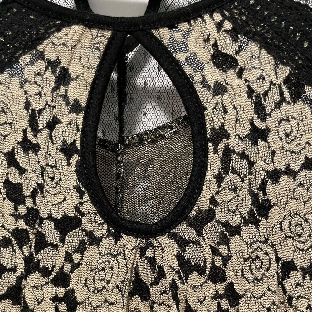 Ryu 1970's Style Lace Body Fringe Sleeve Blouse Cream Black. Size S (fits 14/16) - Image 3