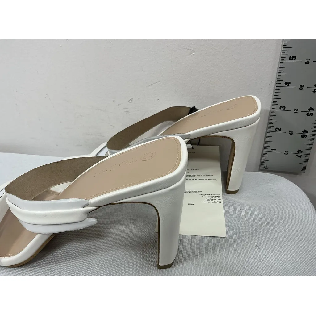 Womans NWT The Drop Strappy Slipon Slide Sandals 9 White Block Heel - Image 4