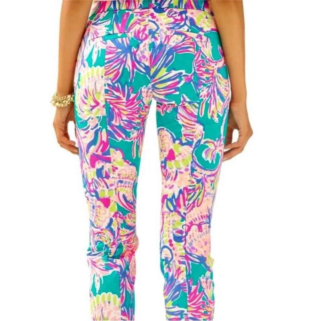 Lilly Pulitzer Kelly Skinny Ankle Pants Stretch Agate Green Safari Sighted 6 - Image 3