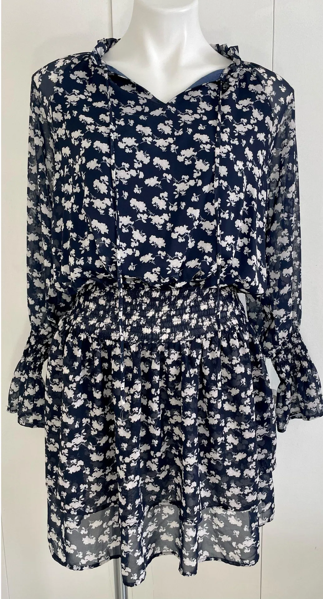Navy Smocked Ditzy Floral Print Dress NWT! - Image 2