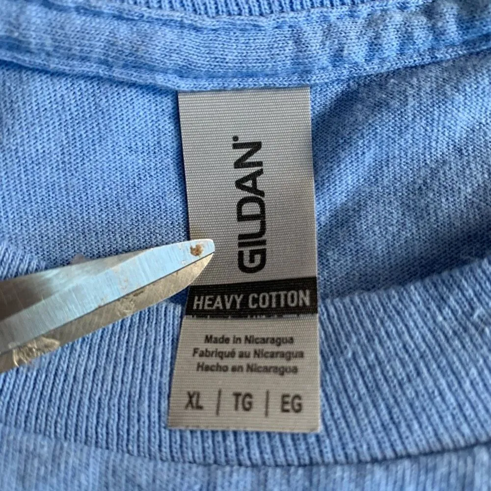 Gildan Live Beyond Existing Tshirt Blue Long Sleeve Lotus Floral Graphic Tee XL - Image 7