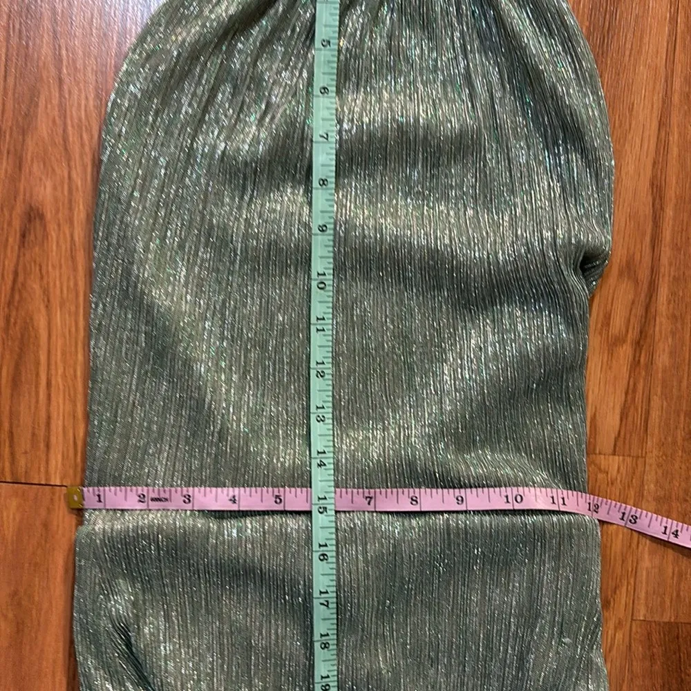 PATBO Halter Neck Bodysuit Sea Green Size Small Going Out Top Shimmer Metallic - Image 11
