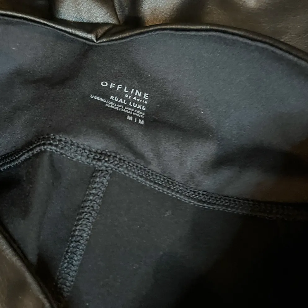 Offline by Aerie Real Luxe Faux Leather Leggings Size M Black 0708-5860 HR - Image 4