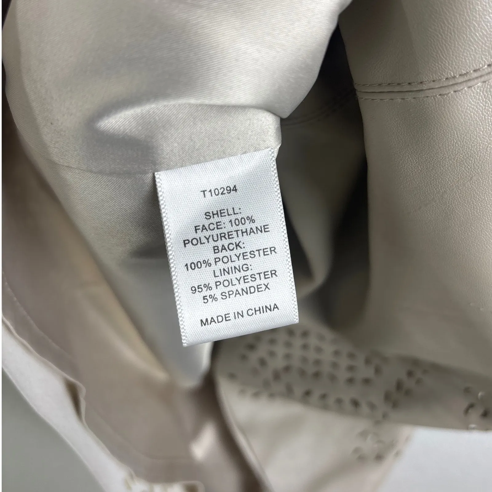 Tart XS Laser Cut Perforated Faux Leather Sleeveless Mini‎ Dress Tan Beige Gray - Image 7