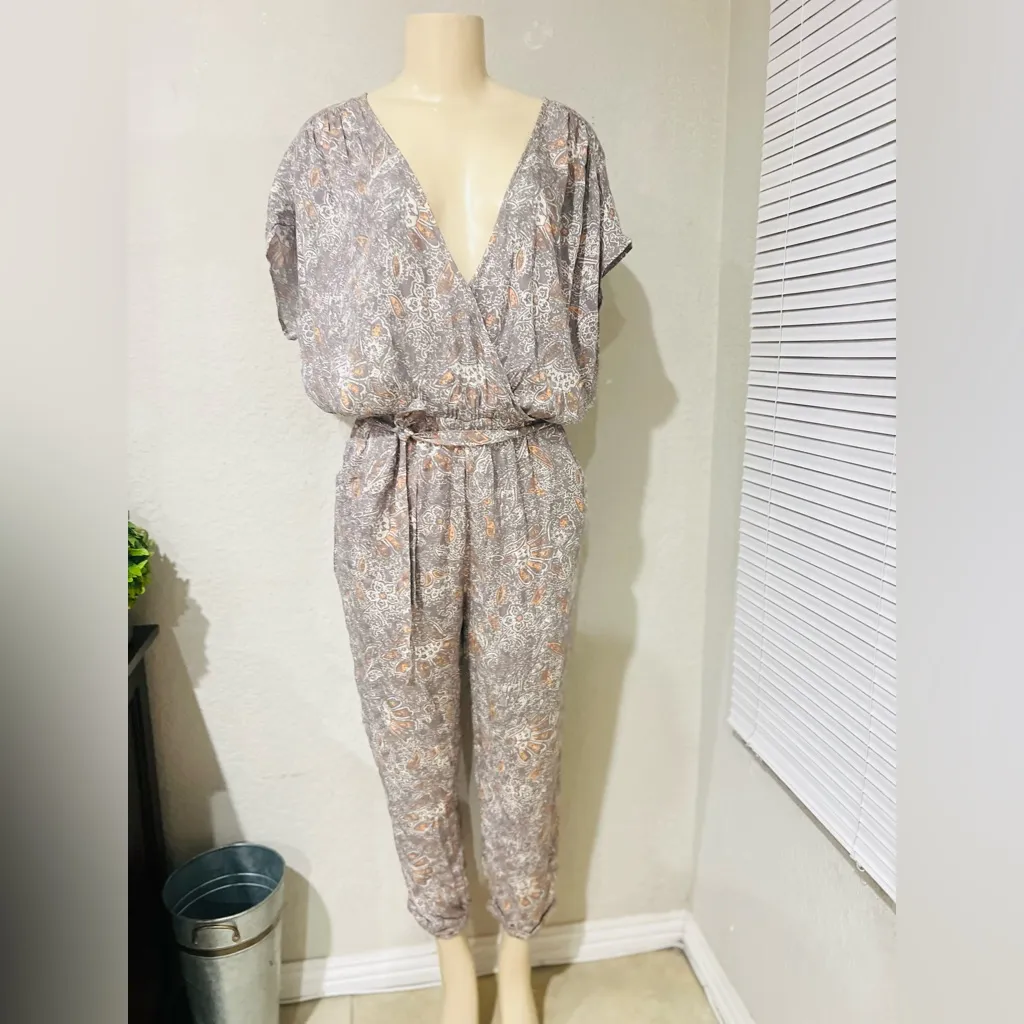 FREE PEOPLE Women’s Size Small Universal Surplice Jumpsuit Tie Back Paisley - Image 4