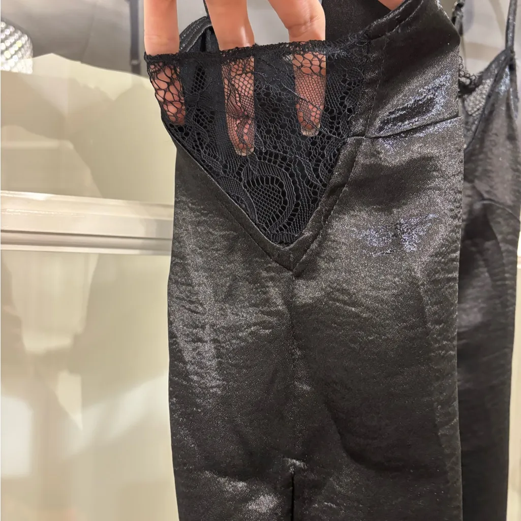 BCBGeneration Black Lace Satin Top - Image 3