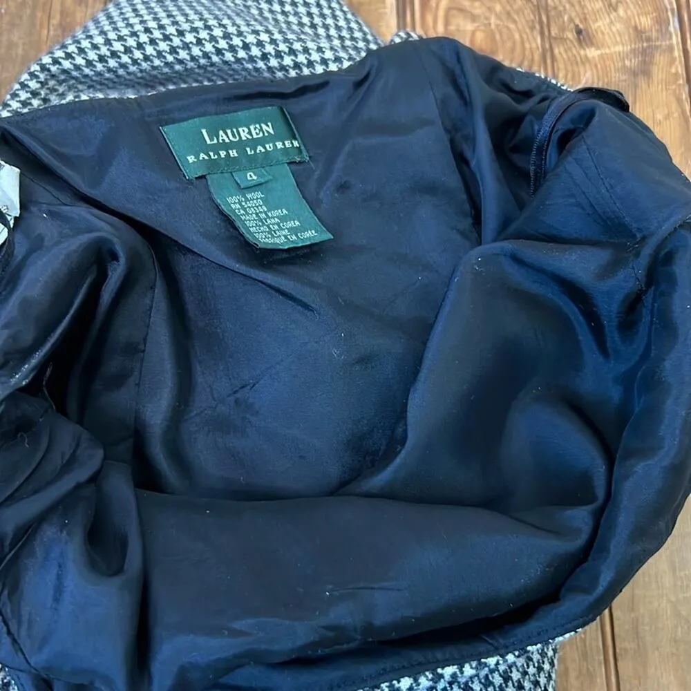 Vintage Ralph Lauren wool houndstooth black white strappy maxi dress size 4 - Image 10