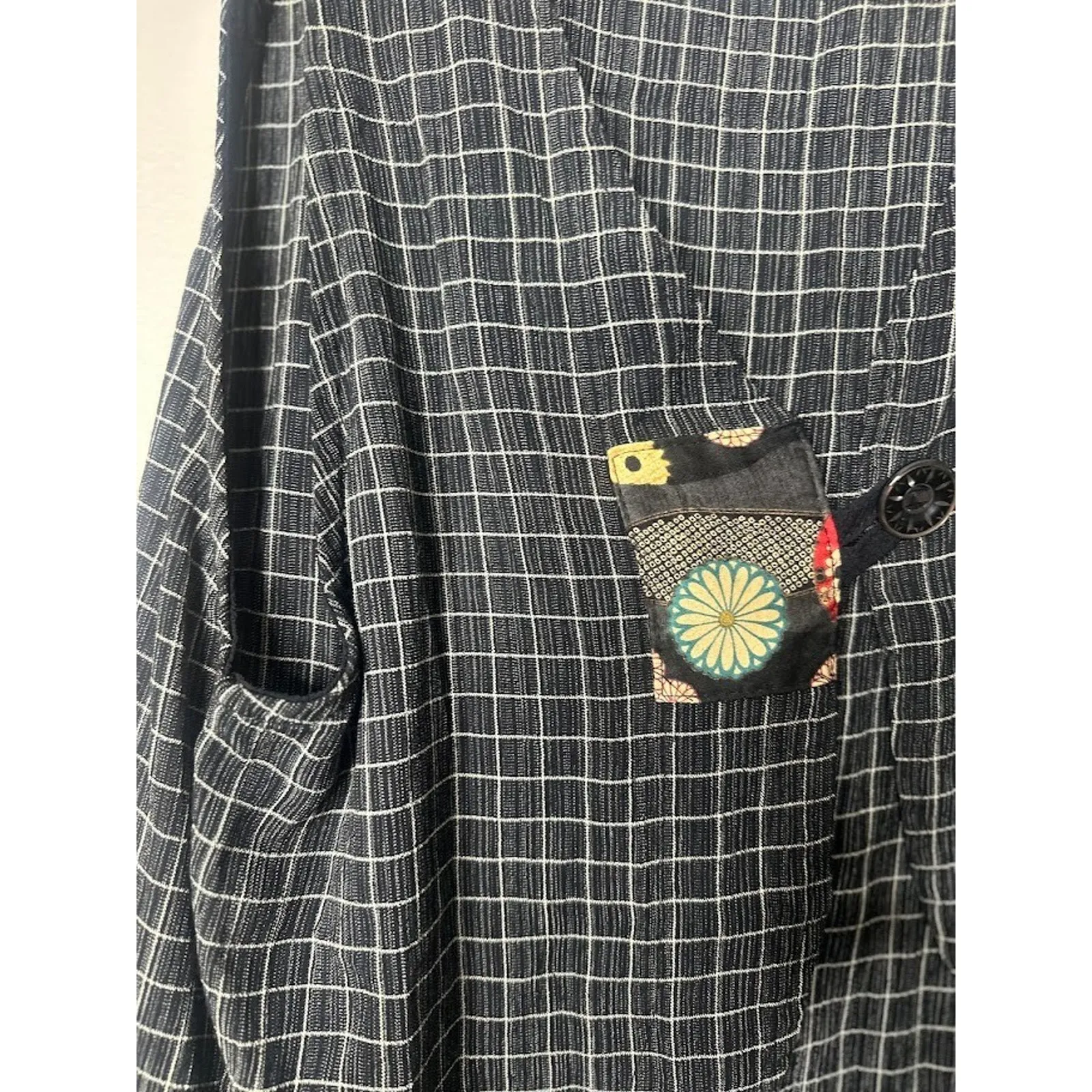 Odile Anthropologie Black Button Plaid Sleeveless Vest Lagenlook Boho Artsy S - Image 2