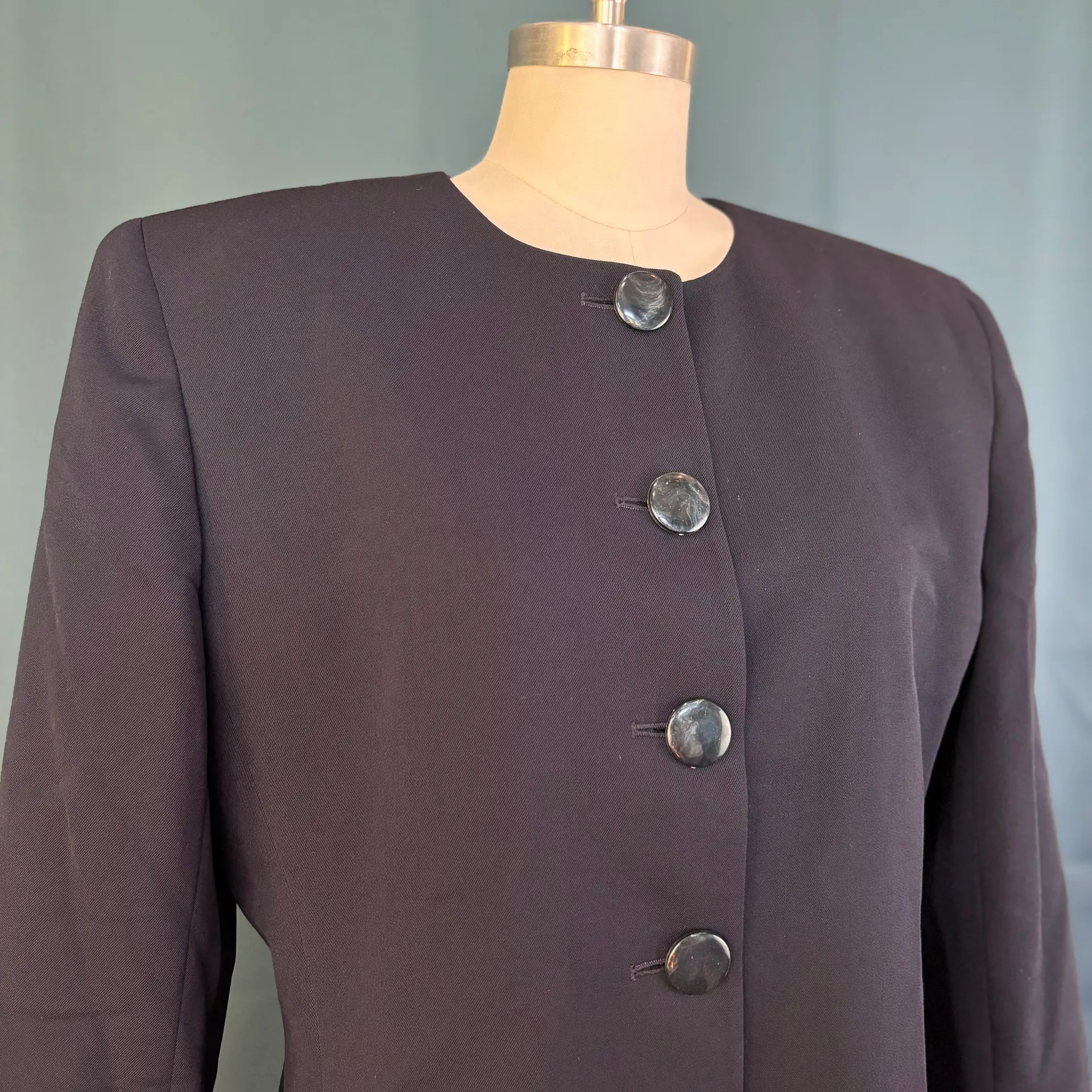 Vintage 80s  Wool Long Line Suit Jacket - Image 3