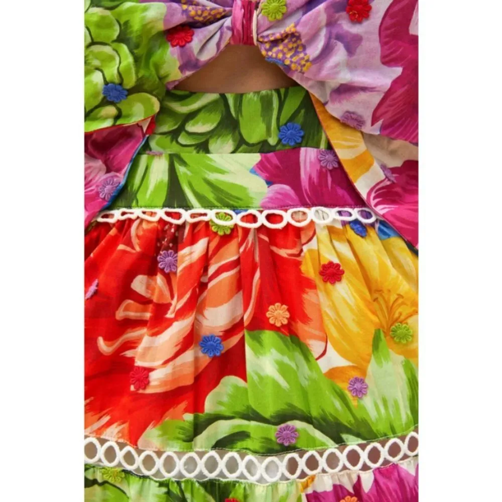 💕FARM RIO💕 Rainbow Chita Flower Midi Dress ~ Medium M NWT - Image 11