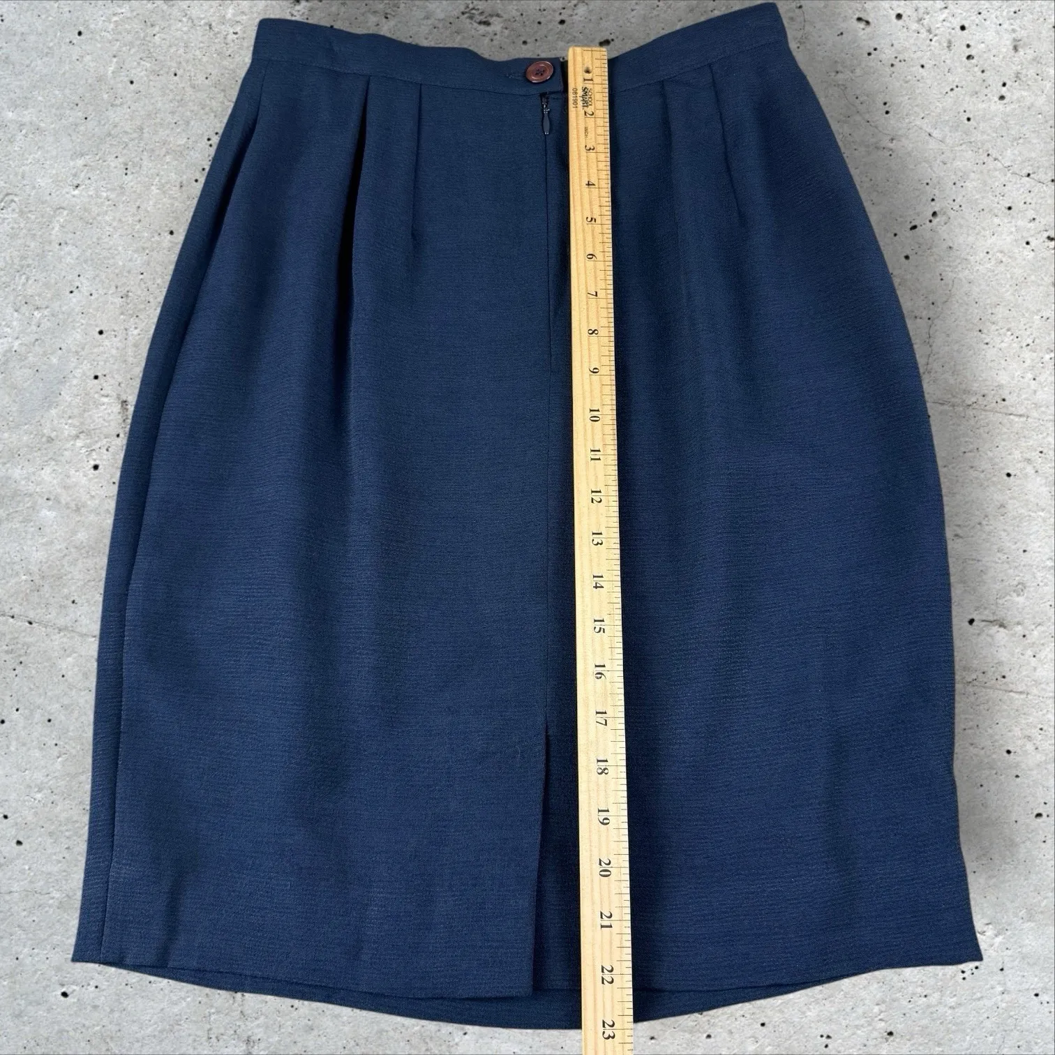 Vtg Karl Lagerfeld France Navy Blue Pencil‎ A-Line Skirt Sz 40 US 8 - Image 5