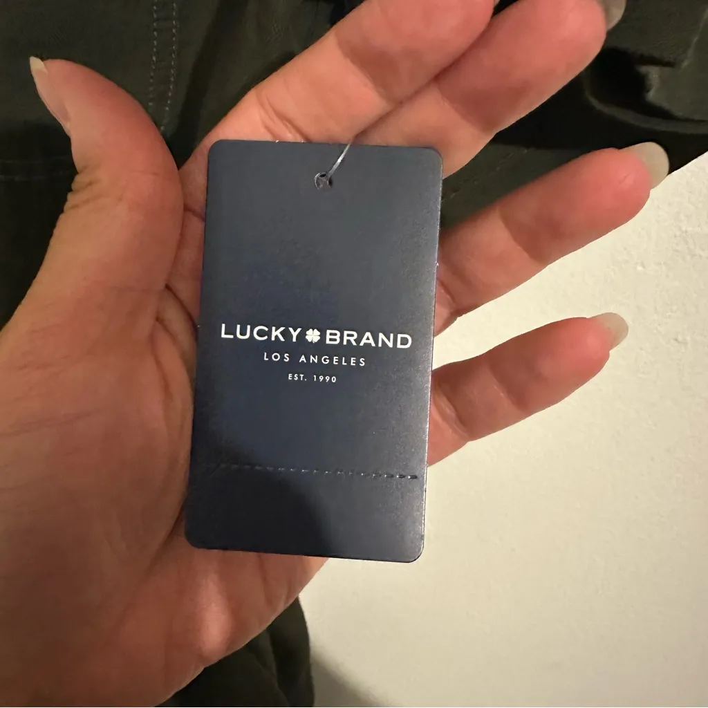 Lucky Brand cargo Forest Green Women's Collared Button up Tie Waist Jumpsuit Med - Image 13