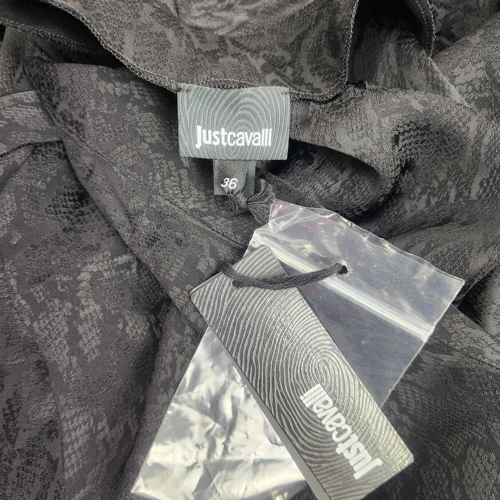 Just Cavalli Black Dress Long Sleeve V Neck Size 36 US Size Small NWT - Image 8