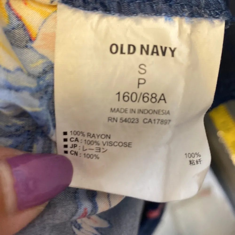 Old Navy blue tropical print elastic draw string lightweight summer vacation - Image 8