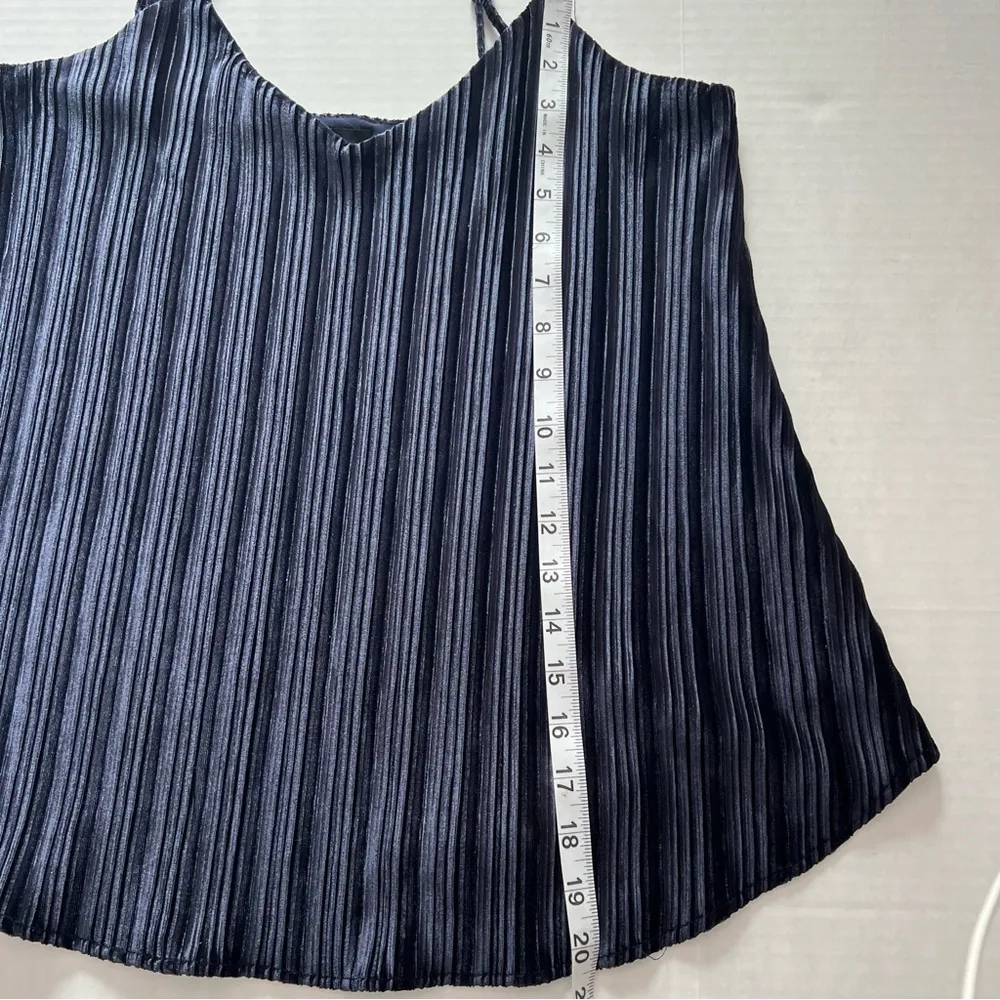 Dalia Velvet swing tank top spaghetti straps dark blue size small - Image 4