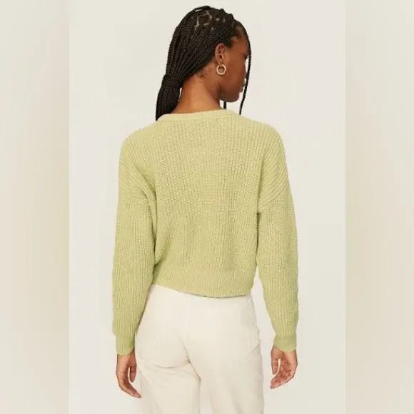 Madewell Textural-Knit Olive Knit Cropped Cotton Sweater Size XXL - Image 3