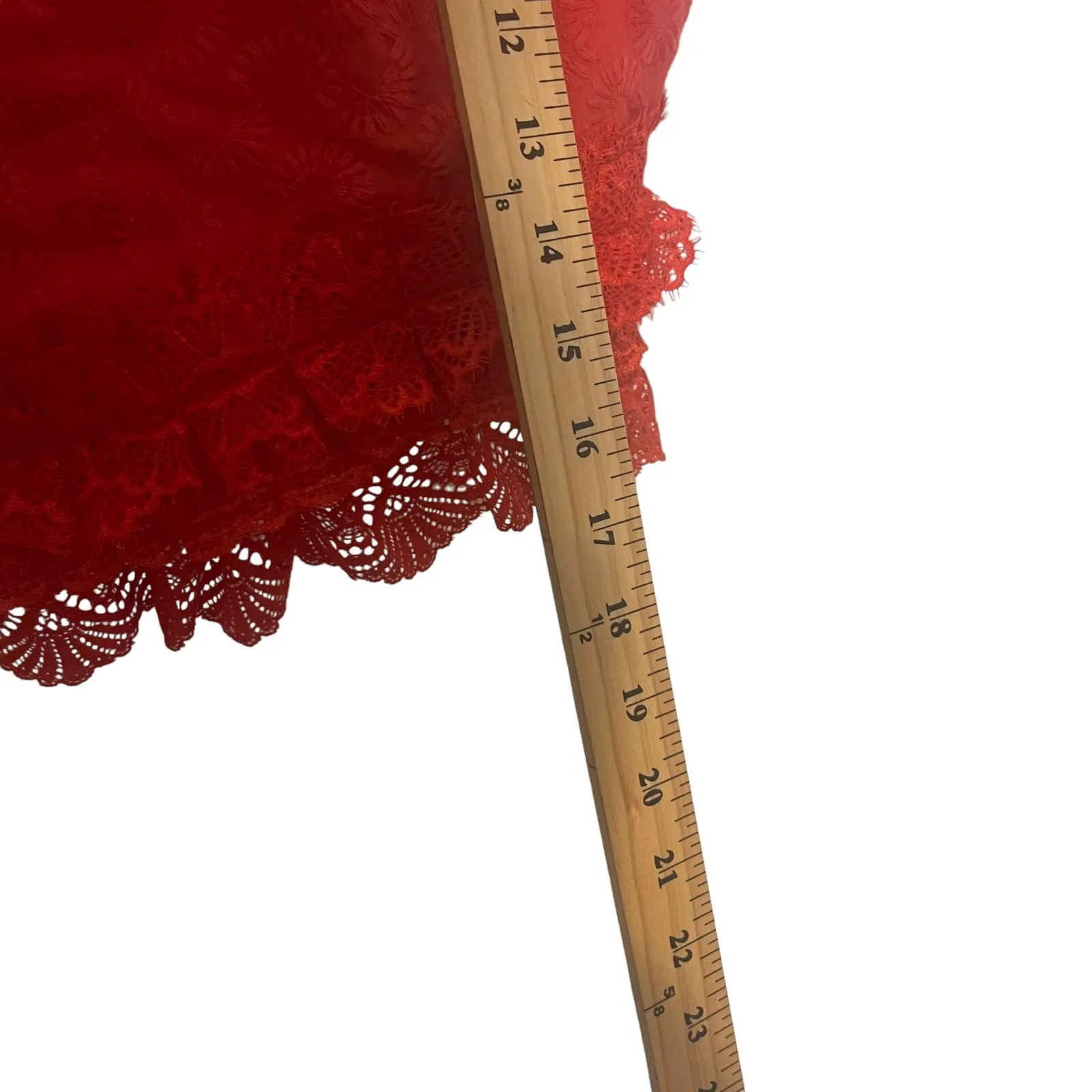 Indikah Women's Size Large Red Lace Embroidered Tie Slv‎ Zip Back Tank Top - Image 8