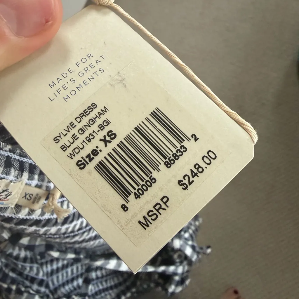 Faherty Sylvia gingham tiered maxi dress size xs, new - Image 6