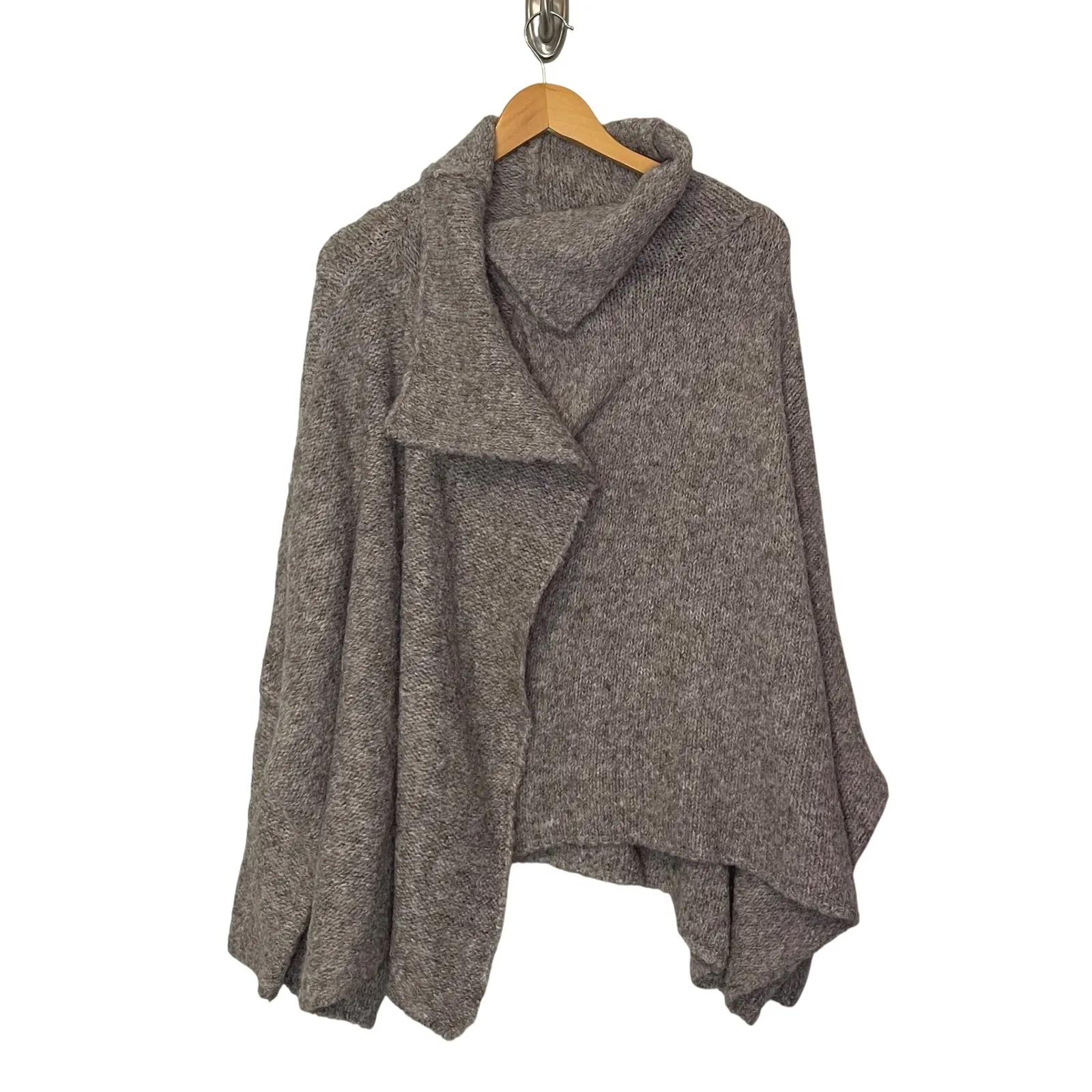FP One‎ Free People Oversized Knit Drape Collar Poncho Cape XS/S Gray - Image 2
