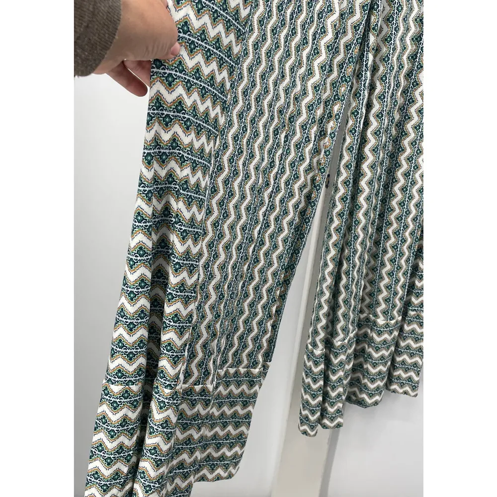 NWOT Farm For Anthropologie Wide Leg Palazzo Yoga Pants Geometric Print Sz S Green - Image 2