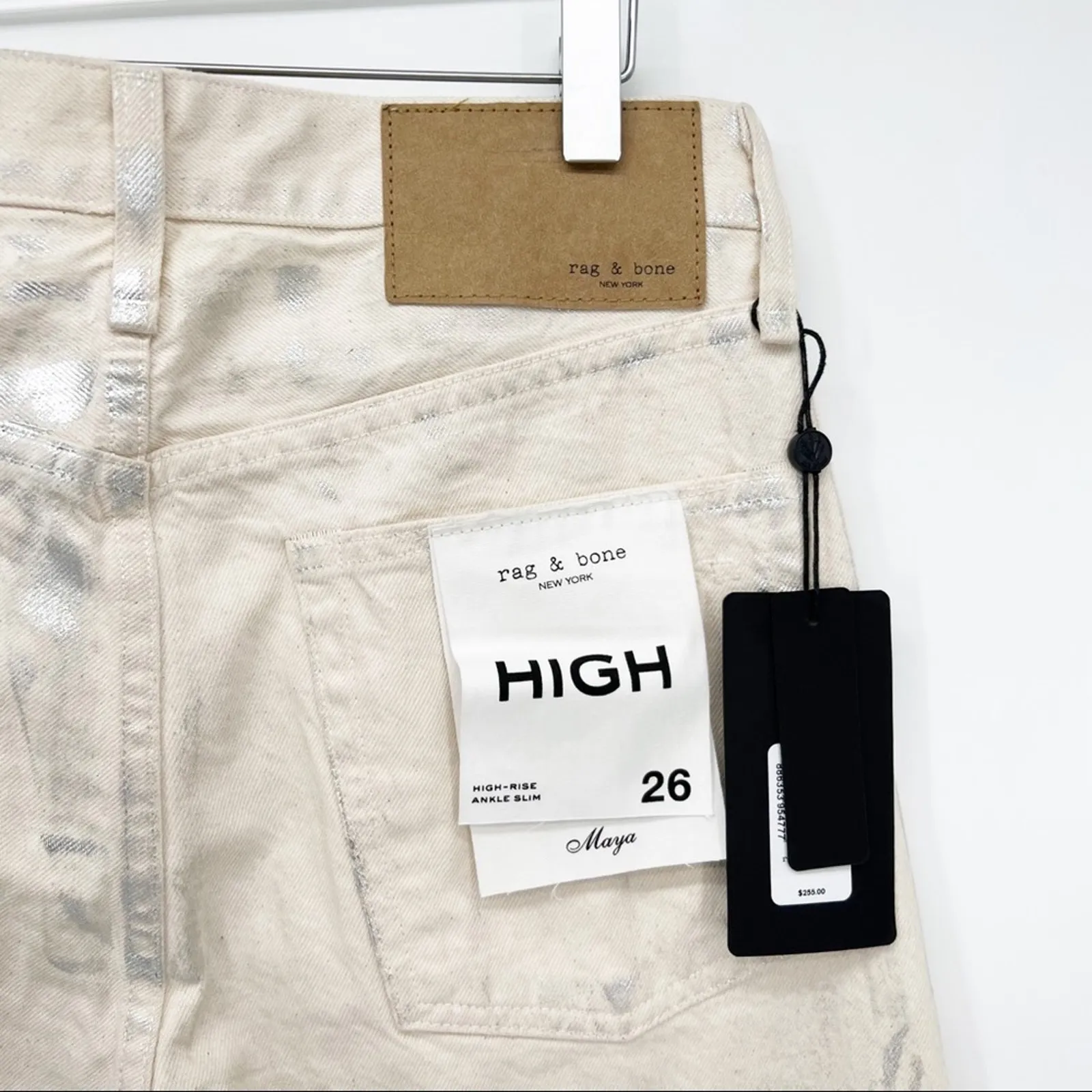 NWT Rag & Bone Maya High Rise Slim Metallic Coated Jeans 26‎ Moonshine Wash - Image 7