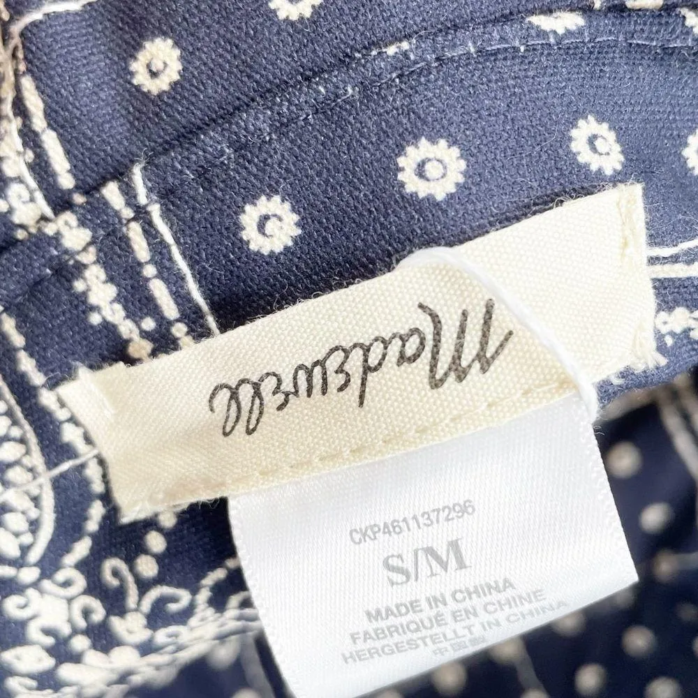 NEW Madewell Reversible Quilted Cotton Bucket Hat Twilight Cream Navy NE846 S/M - Image 7