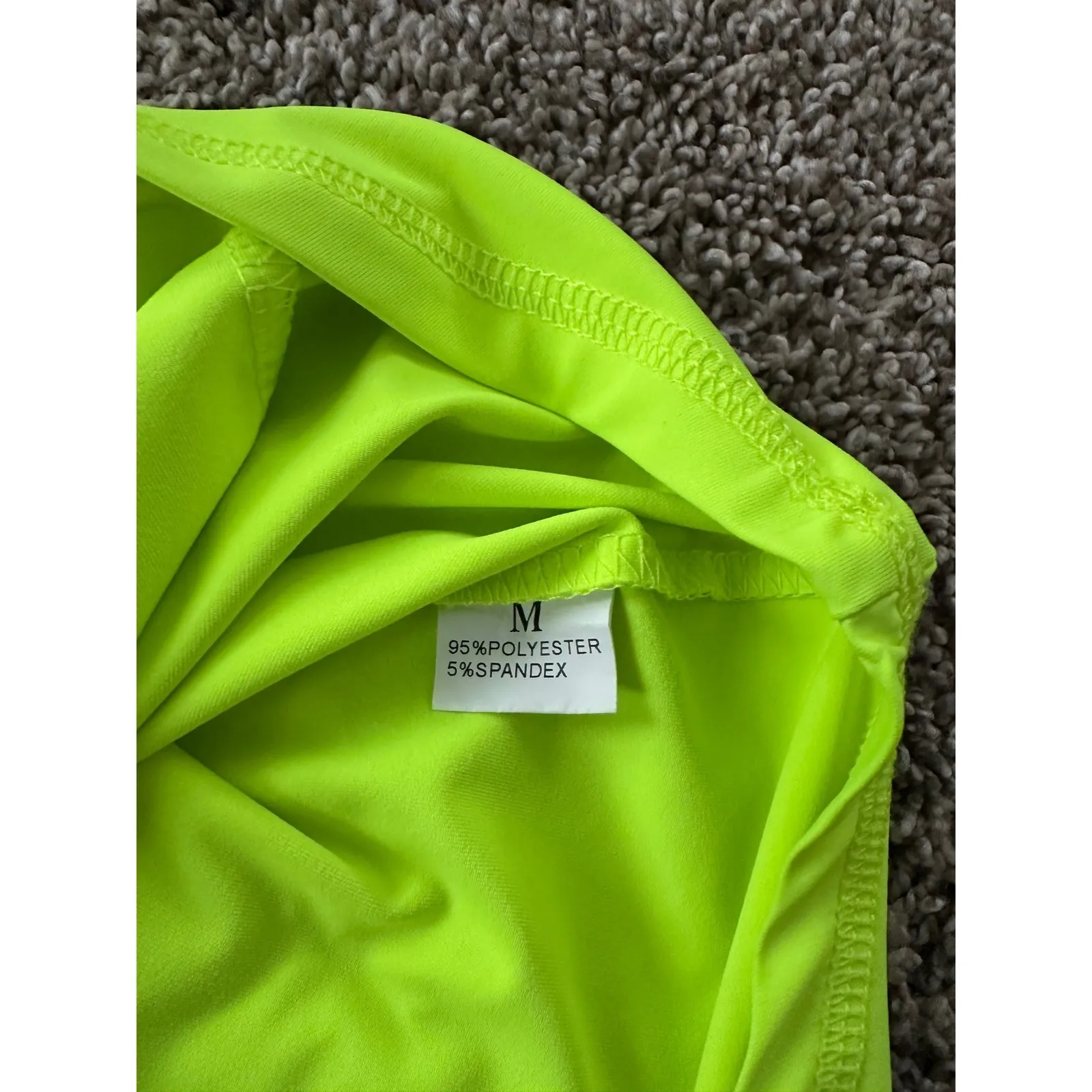Womens Neon Yellow Sleeveless Zip Up Collared Top Size M Green Size M - Image 2