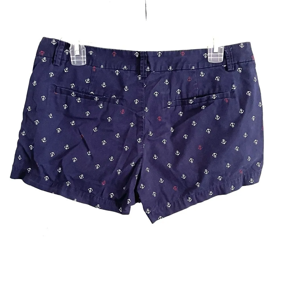 UNIQLO Mini Shorts 8 Anchor Print Navy Blue Red White Nautical Boat Vacation - Image 4