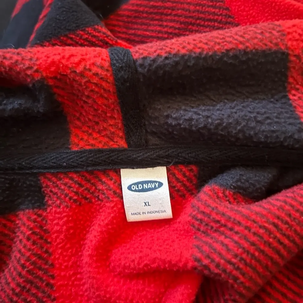 Old Navy Hooded Plaid Zip Up Onesie - Image 2