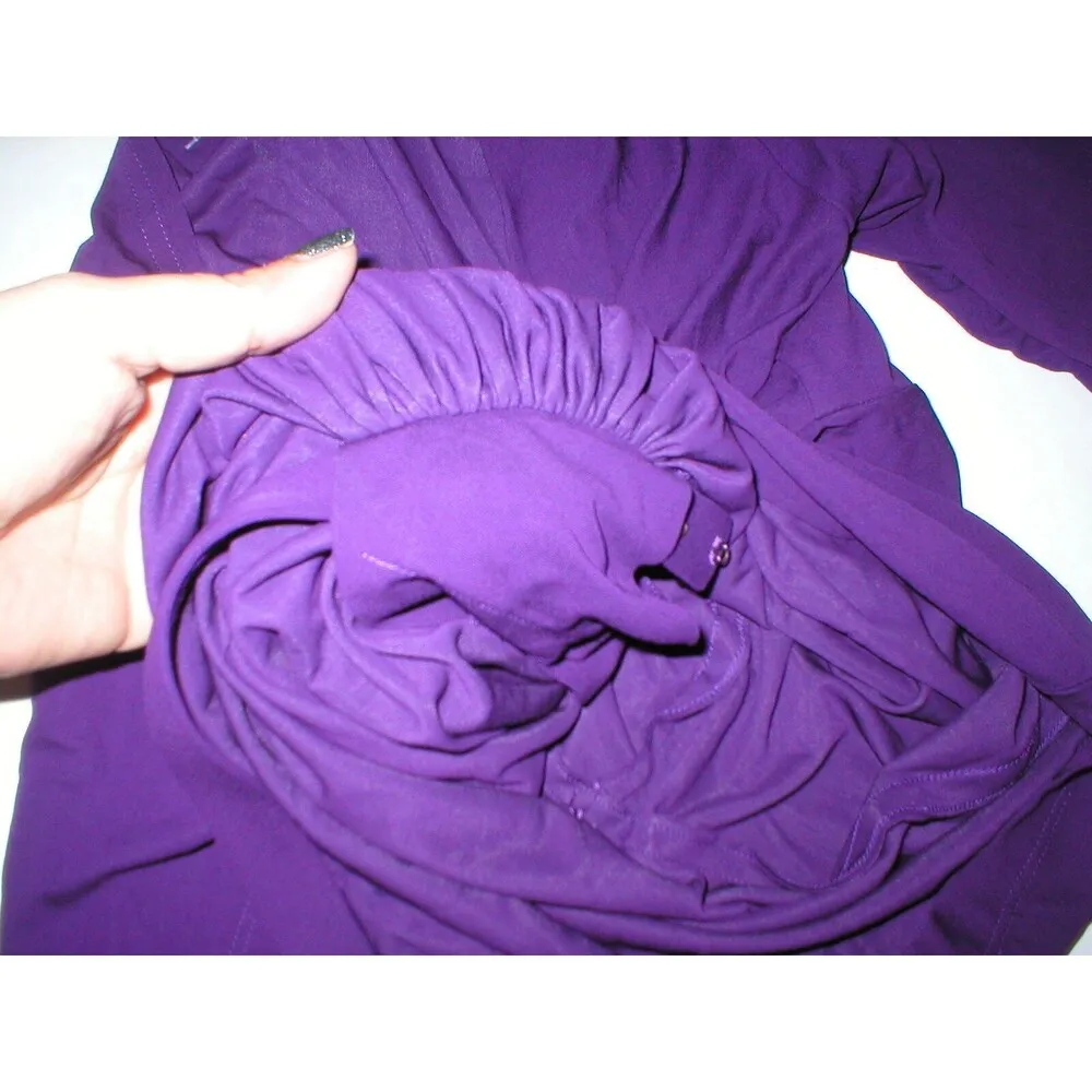 NWT New Womens Donna Karan Collection Dark Purple Blouse Matte Jersey Top XS P - Image 10