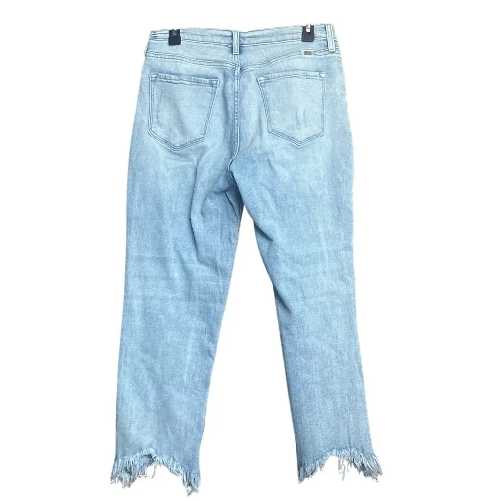 KanCan Maurices Jeans Womens 29 Light Wash Button Fly Raw Hem Distressed Ankle 1 Blue - Image 5