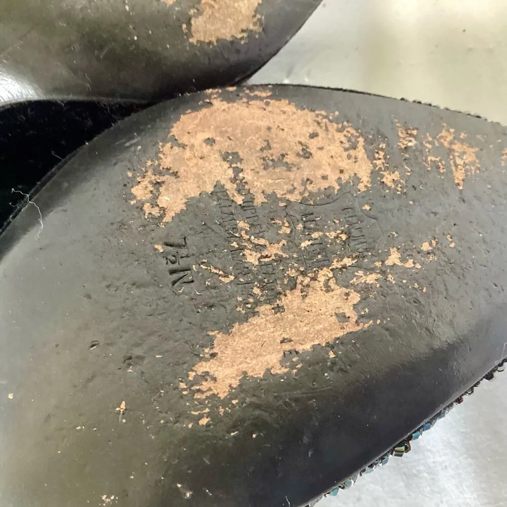 J Renee Vintage Black Beaded Heel Size 7.5 - Image 8