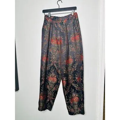 Vintage ANNE PINKERTON Floral Blazer Oversized Pants Set 90s Retro Size 12 Black - Image 11