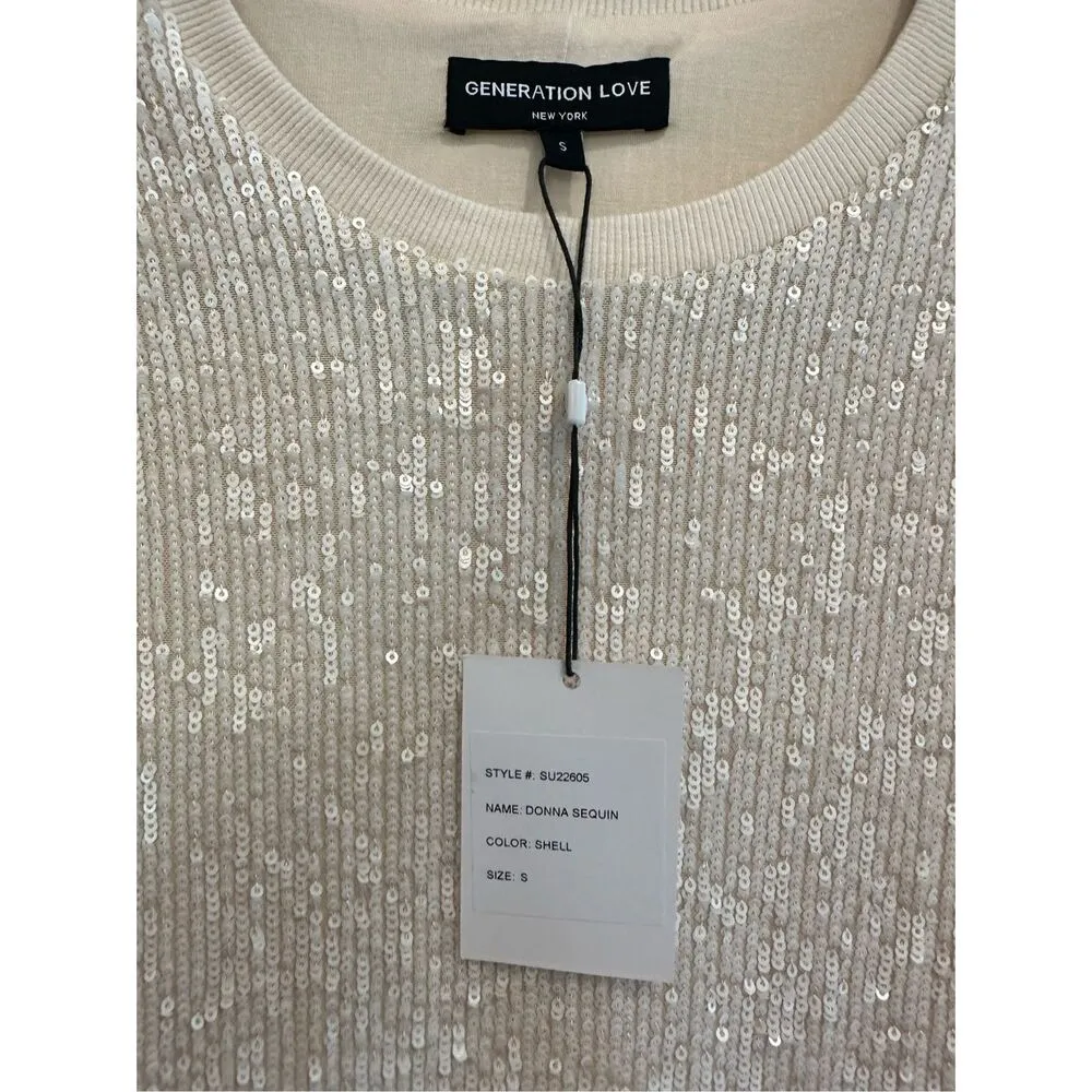 Generation Love Donna Sequin Dress in Shell Size S - Image 6