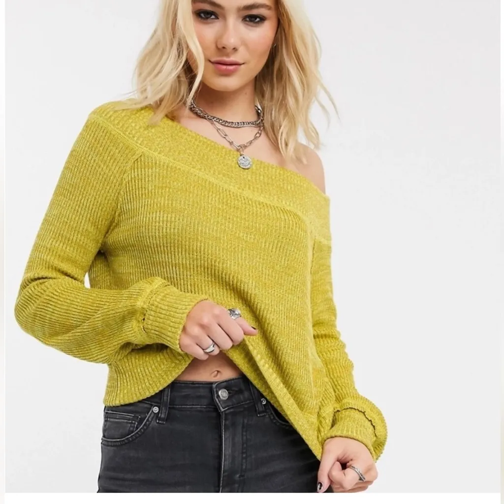 Free People Rush Crush Off the Shoulder Crop Sweater in Verbena Combo Size XS - Image 8