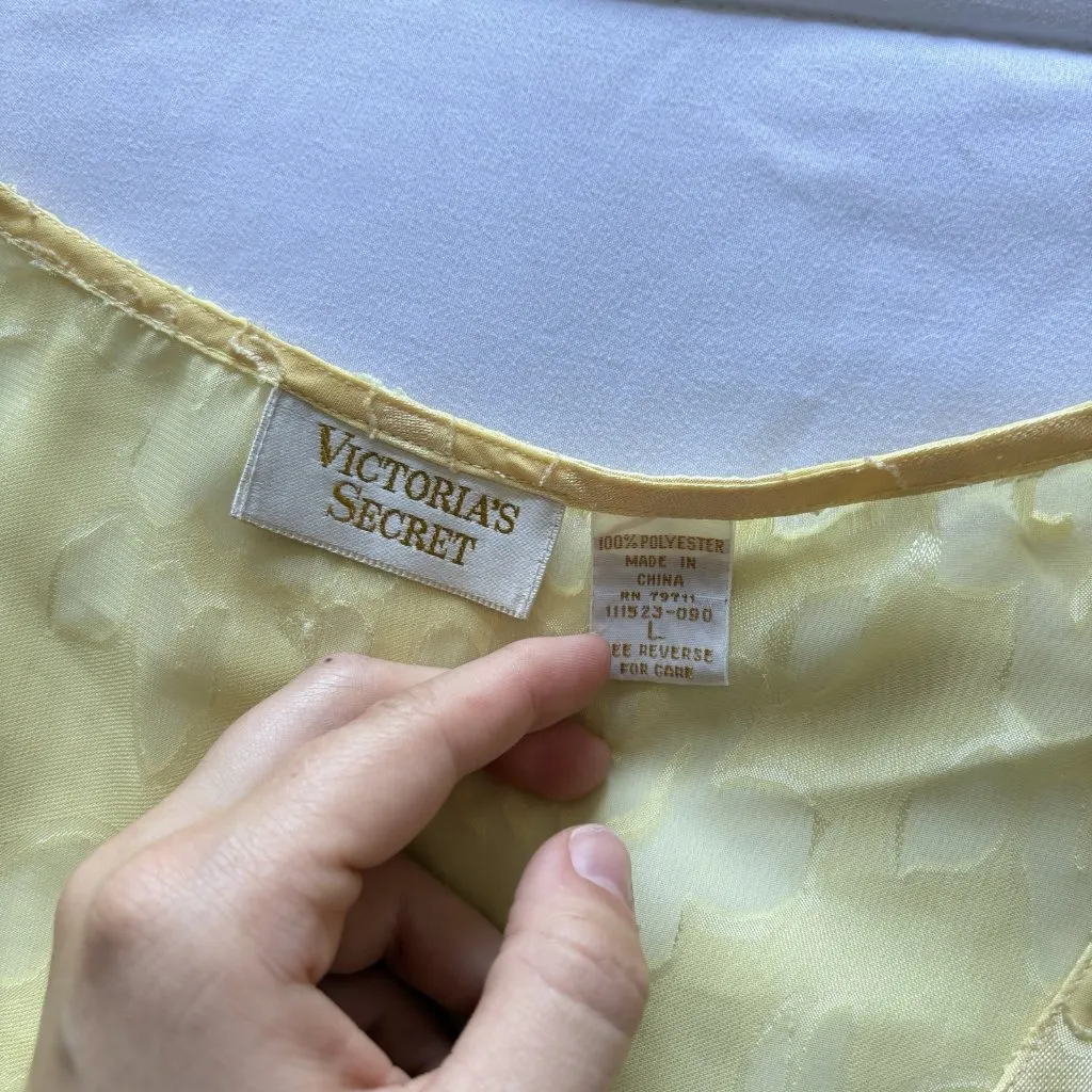 Vintage Victorias Secret Gold Label PJ Set Womens Large Floral Yellow Blazer - Image 8