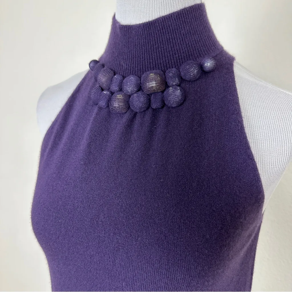 VINCE Purple Cashmere Sleeveless Mock Turtleneck Sweater Size M - Image 3